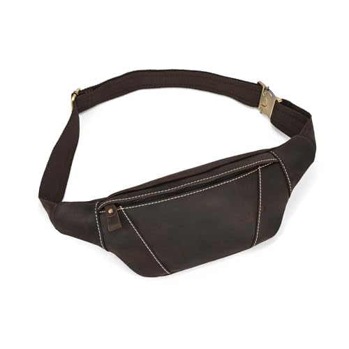 LUUFAN Men's Leather Fanny Pack Adjustable Waist Bag Hip Bum Belt Slim Purse Bag Cell Phone Pouch for Sport Travel Hiking, Dark Brown - color: 1034-Dark Brown