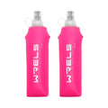 WRELS TPU Soft Flask Lightweight Portable Reusable Water Bottle,BPA Free Collapsible Flask for Hydration Pack in Running Hiking Cycling and Marathon - color: Pink-500ML*2