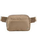Pander Nylon Fanny Pack Belt Bag for Women with 5 Zipper Pockets - color: Gray Brown