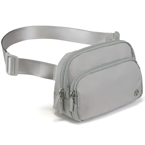 Pander Nylon Crossbody Belt Bag with Excess Strap Keepers - color: Light Gray