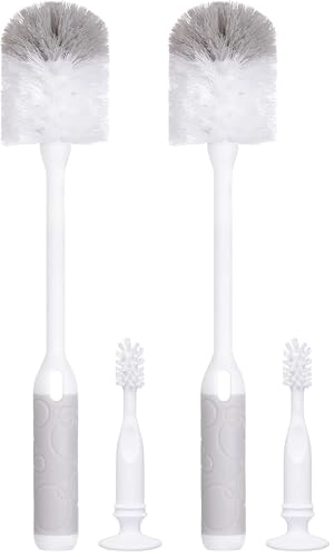 Ubbi Baby Bottle Brush Set, Bottle Brush and Nipple Brush, Baby Cleaning Essentials, Gray (Pack of 2) - color: 회색 병 브러시
