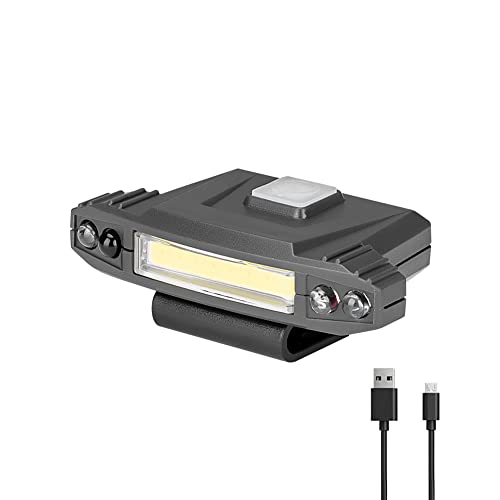 LED Rechargeable Clip-On Hat Light,COB Hands-Free Cap Torch Headlamp with White Light,Green Light and Motion Sensor for Outdoor Activities Such as Camping, Hiking, Fishing, Cycling,Hunting