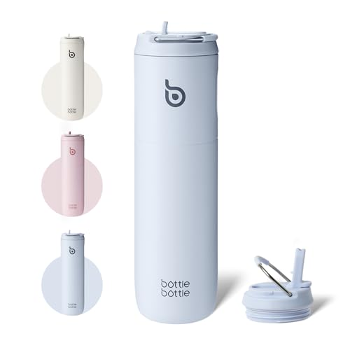 BOTTLE BOTTLE Insulated Water Bottle 24oz with Straw Lid and Handle Sports - color: Light Blue