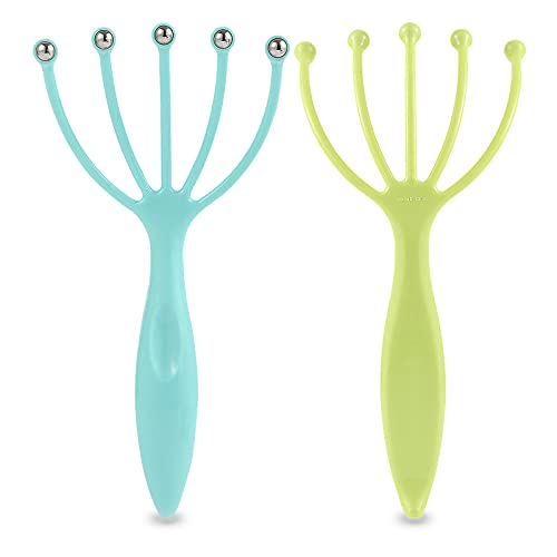 Scalp Massager,Handheld Claw Head Massager for Deep Relaxation & Stress Reduction in The Office Home SPA. Blue and Green(2-Pack)