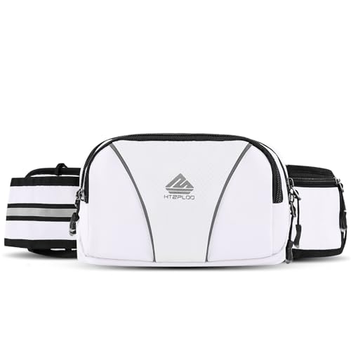 Fanny Pack for Men Women Waist Bag with Water Bottle Holder for Hiking, Travel,Dog Walking, Workout (White) - color: White