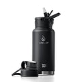 IDEUS 32oz Stainless Steel Insulated Bottle with 2 Leak-Proof Lids, Black - color: Black, size: 32 Ounces
