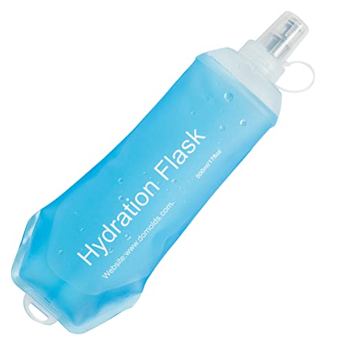 AXEN Soft Flask TPU Foldable Running Hydration Flask, Soft Collapsible Water Bottle for Hydration Pack Cycling Marathon Running Hiking - color: Blue-500ml