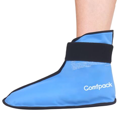 Comfpack XL Ankle Foot Ice Pack Wrap for Plantar Fasciitis & Bunion, Ice Boot for Foot After Surgery, Hot Cold Therapy for Sprained Ankles, Achilles Tendonitis, Foot Pain, Swelling, Heel Pain - size: XL Blue