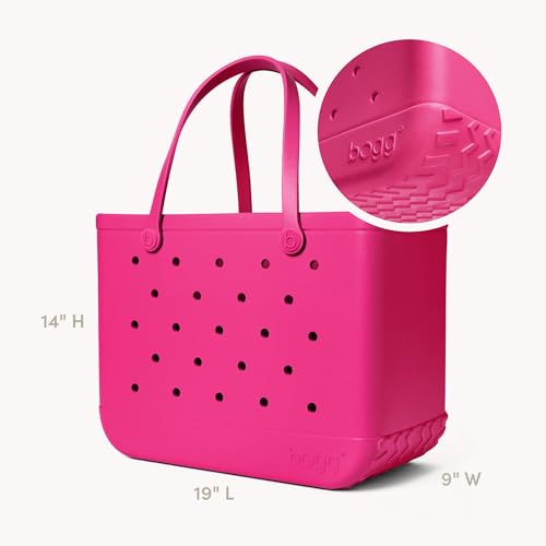 BOGG BAG Original Large Tote – 19” x 14” x 9” – Essential Bags for Beach, Pool, Boat, Sports, Tailgating, Cruise - color: Haute Pink
