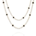 LuxeFlex 4mm Iced Out Four Leaf Tennis Chain,White Gold Plated with 5A Zircon Stones, exquisite Handmade Hip Hop Bling Necklace Perfect Unisex Jewelry Gift - color: Gold, size: 16 INCH
