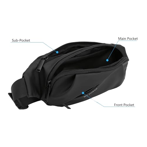 Waterproof Fanny Pack Cross Body Bag for Men & Women, Travel Sling Bag Crossbody Waist Bag Belt Bag Chest Anti Theft Small Purse for Outdoor, Cycling, Hiking, Running, Phone Holder-Black