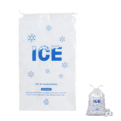 100 PACK 10 lb. Plastic Ice Bags with Cotton Draw String 12 x 21" - style: 12x21inch(100pack)Cotton Drawstring