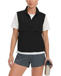 Locachy Women's Lightweight Running Vest Stand Collar Zip Up Summer Waistcoat Sleeveless Jacket for Golf Hiking Travel - color: Black, size: Medium
