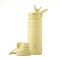 IDEUS Insulated Stainless Steel Water Bottle with 2 Leak-Proof Lids, Thermal Water Flask for Hiking Biking, 18oz, Light Yellow - color: Light Yellow, size: 18 Ounces