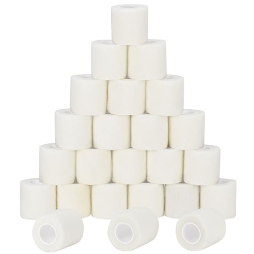 24Pcs Self Adherent Cohesive Bandages Wrap Self Adhesive 2 in White - color: White, size: 24Pcs