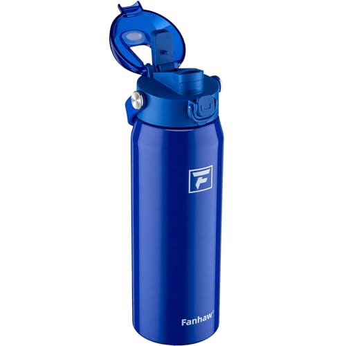 Fanhaw 24oz Stainless Steel Water Bottle with 2-in-1 Lid, Klein Blue - color: Klein Blue