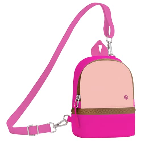 Babysun Mini Backpack Keychain Wristlet Pouch Small Change Coin Purse Cute Zipper Wallet With 3 RFID Card Slots For Women/Men Airpods Cosmetics - color: HotPink-L