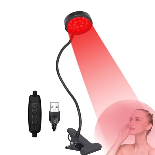 Red Light Relief Lamp for Face, USB-Powered, 18 LEDs 660nm and 850nm NIR‌