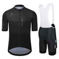 Men's Cycling Jersey Set Cycling Kit Bicycle Jersey Rear Zipper Pocket Bike Bib Shorts with Pockets Race Fit High Density Pad - color: Black 1 Set, size: Large