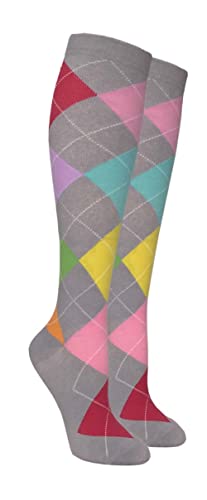 COUVER Unisex Graduated Athletic Compression Socks - color: Argyle Grey / Mult-colors, size: Small-Medium