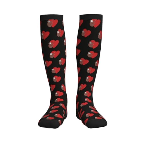Compression Socks Women Knee High Support Circulation Stockings for Running Cycling Flying - color: Sloth Love