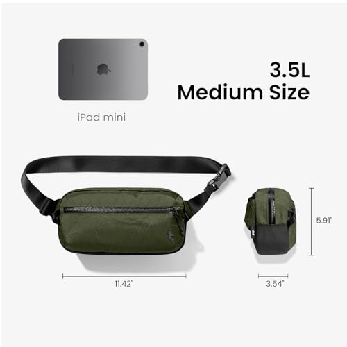 tomtoc 3.5L X-Pac Sling Bag with RFID Blocking Crossbody Pack for Men Women - color: X-Pac Olive, size: 3.5L