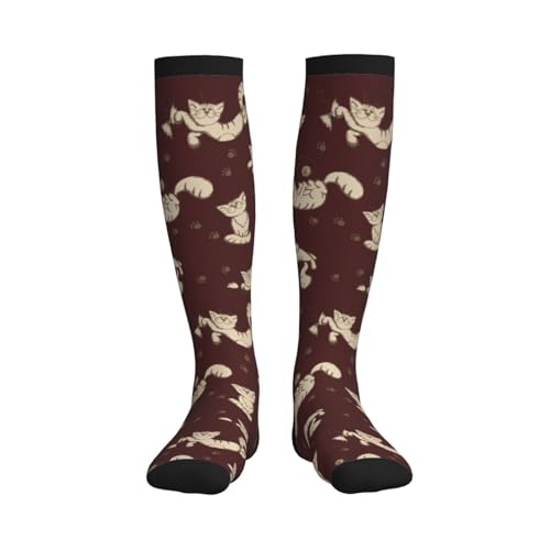 Crazy Fun Compression Socks, Unisex Knee High Support Socks - color: Cat Pattern