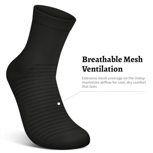 Compression Running Ankle Socks Men & Women 6 Pairs Quarter Cycling Socks - color: Black, size: Small-Medium