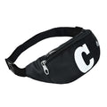 Fanny Packs for Men and Women Water-Repellent Sports Waist Pack Bag - color: 1pack-Black Letter C