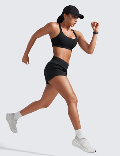 CRZ YOGA High Waisted Running Shorts 2.5" - color: Black, size: X-Small