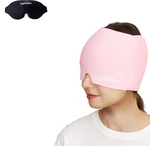 Migraine Relief Cap, Reusable Cold Compress Headband,1pcs - color: Pink‑eyemask