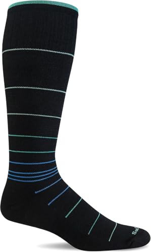 Sockwell Men's Circulator Moderate Graduated Compression Sock - color: Black Multi, size: Medium-Large