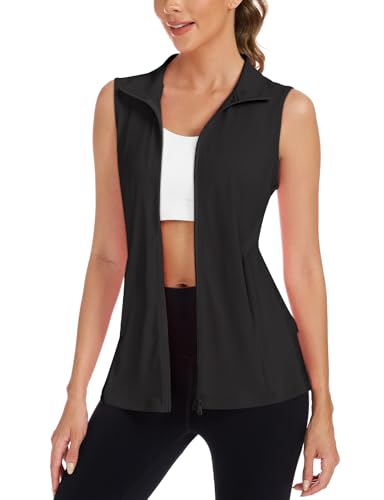 LURANEE Women's Golf Vest Athletic Top with Peplum Hem & Deep Pockets - color: Black, size: Small