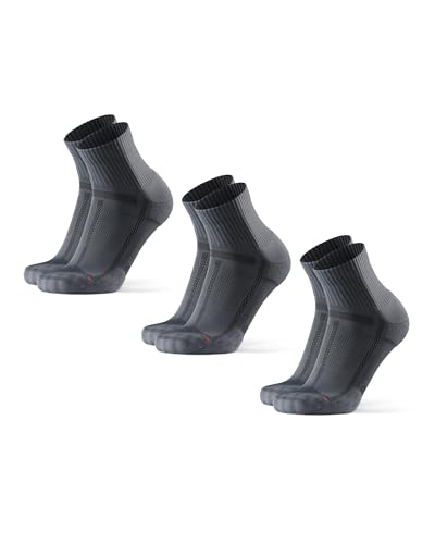 DANISH ENDURANCE Running Socks for Men & Women, Quarter Socks, 3 & 5-Pack - color: Grey/Black, size: Medium