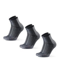 DANISH ENDURANCE Running Socks for Men & Women, Quarter Socks, 3 & 5-Pack - color: Grey/Black, size: Medium