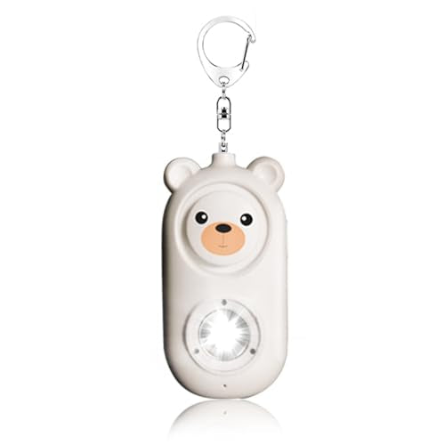 130dB Rechargable Personal Safety Alarm for Women, Safe Alarm Protection Keychain with Strobe Light, Security Siren Self Defense for Students, Girls - color: White