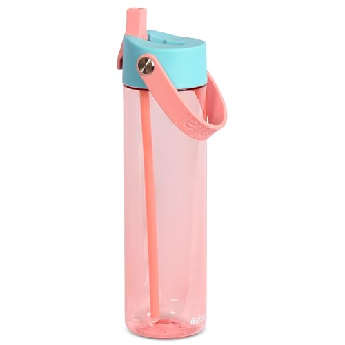 Elemental Splash 26oz Tritan Plastic Reusable Water Bottle w/Straw & Strap - color: Cotton Candy, size: 26 Ounces