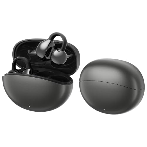 Open Ear Earbuds Clip On Headphones Wireless Earbuds for Workout(Black) - color: Black