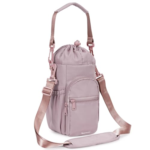 sportsnew 40oz Insulated Crossbody Water Bottle Sling Bag w/Phone Pocket - color: Pink