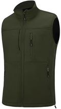 XinYangNi Men's Lightweight Softshell Golf Running Vest Outerwear Zip Up Fleece Lined Windproof Sleeveless Jacket for Hiking - color: Army Green, size: Medium