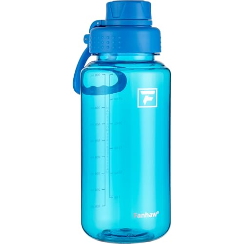 Fanhaw 32oz Clear Plastic Water Bottle with Fast-Flow Lid, Classic Blue - color: Classic Blue