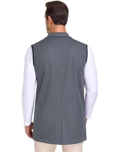 Little Donkey Andy Men's Lightweight Golf Vest Outerwear - color: Long Coat-dark Grey, size: Medium