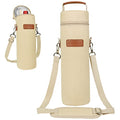 opux Single Bottle Wine Bag Carrier Insulated Cooler Tote with Strap, Cream - color: Cream Beige