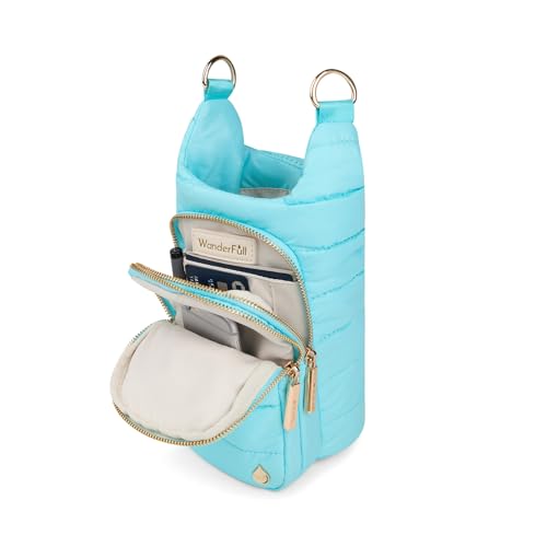 WanderFull Original HydroBag Crossbody Water Bottle Holder with Phone Pocket, Fits Water Bottles up to 32 oz - color: Aquamarine