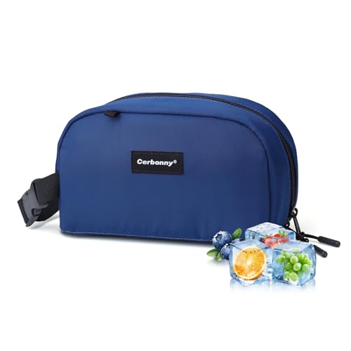 Cerbonny Small Cooler Bag,Freezable Lunch Bag,Built-in ice pack - color: Blue-Navy Blue