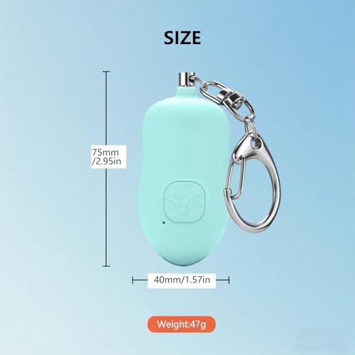 Rechargeable Personal Alarm, 130dB SOS Safety Alarm,LED Light, Security Siren Keychain for Women and Elderly,Security Siren Keychain ,Self Defense Alarm (Blue) - color: Blue