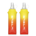 WRELS TPU Soft Flask Lightweight Portable Reusable Water Bottle,BPA Free Collapsible Flask for Hydration Pack in Running Hiking Cycling and Marathon - color: Orange-yellow-500ML*2