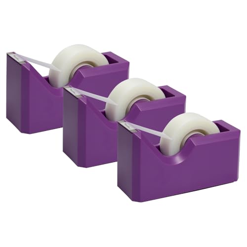 JAM PAPER Colorful Desk Tape Dispensers - Purple - 3/Pack - color: Purple, size: Pack of 3