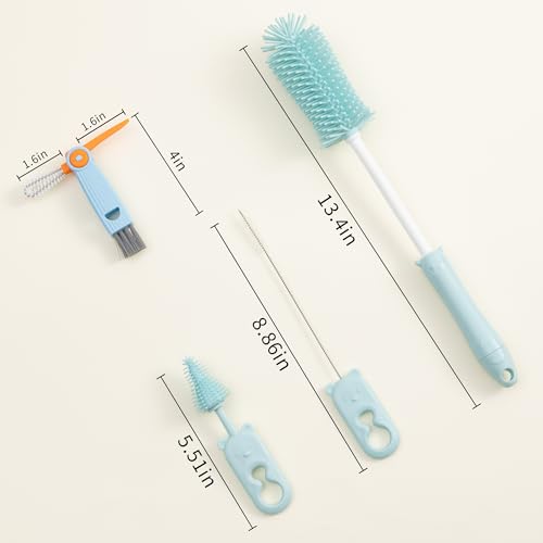 Silicone Bottle Cleaner Brush,13.4in Long Handle Water Cup Bottles Cleaner - style: Straight, Pink
