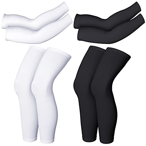 Geyoga 2 Pairs Arm Leg Sleeves for Men, Large, Black, White - color: Black, White, size: Large